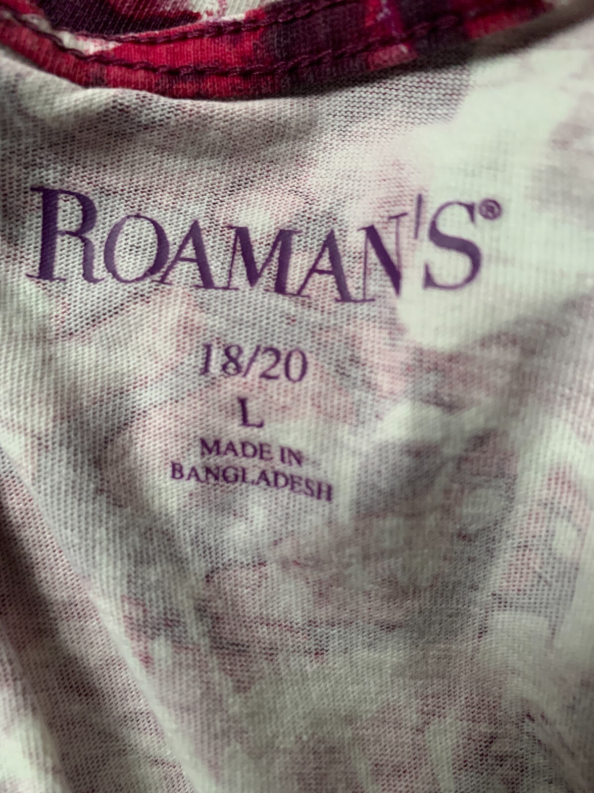 Women’s “Roman’s” Red Floral 100% Cotton Short Sleeve Top Sz 18/20