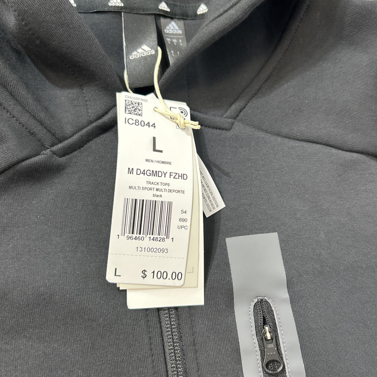 Adidas Hoodie Large Mens Black Gray Designed For Gameday Lifestyle Zip Slim Fit
