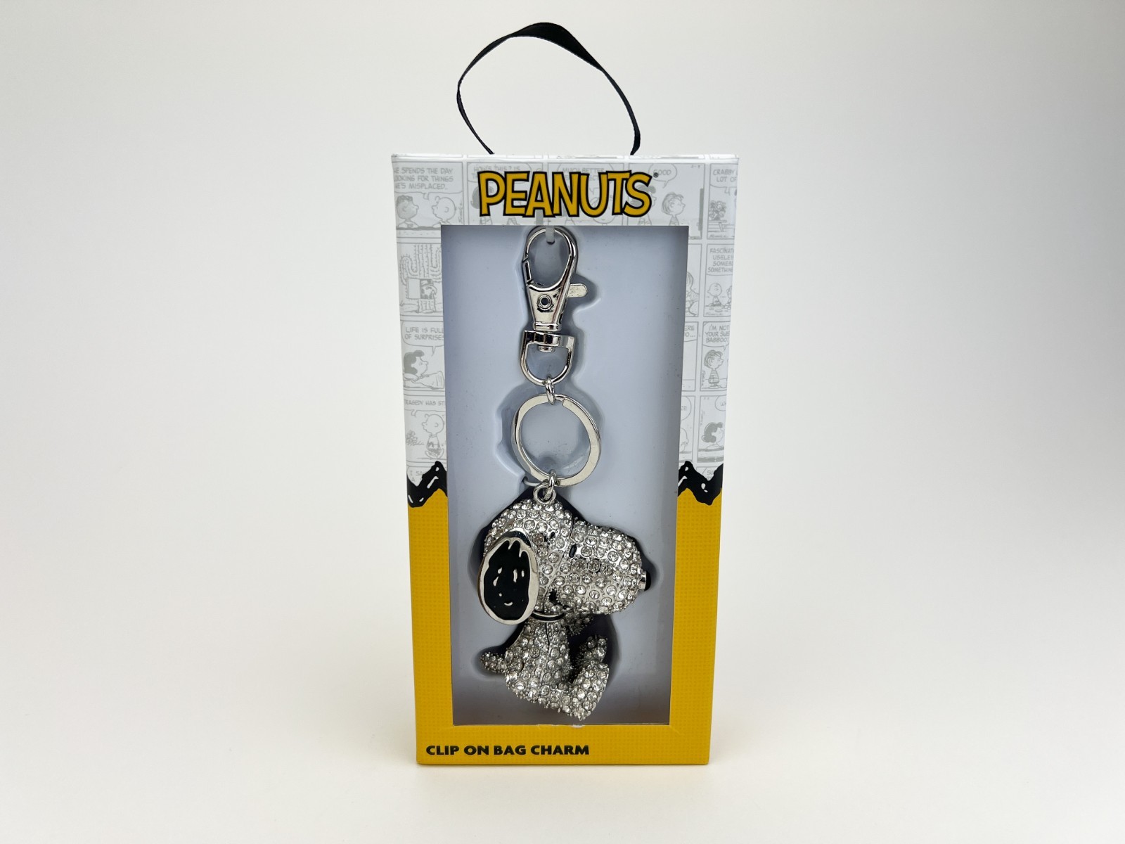 NEW Snoopy Peanuts LA Rocks 3D Crystal Rhinestone Keychain/Clip On Bag Charm NIB