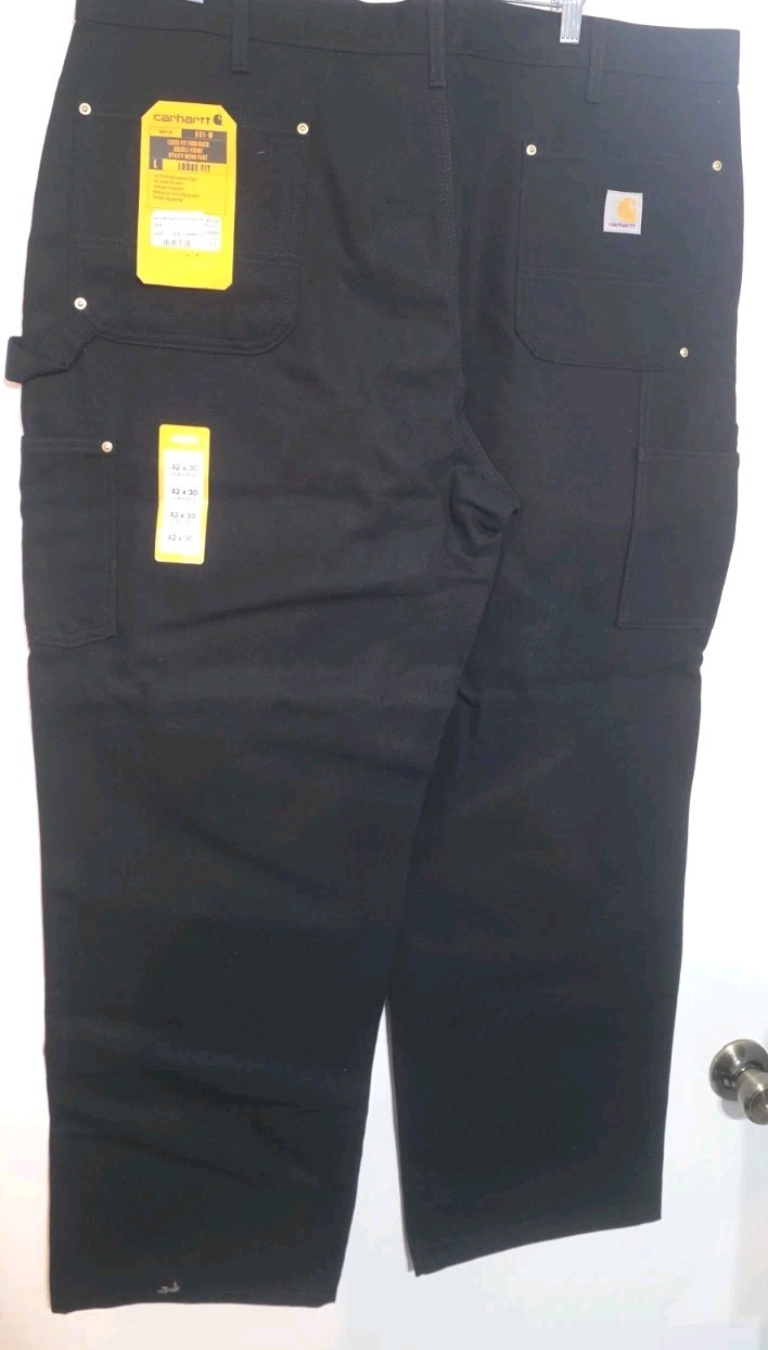 Carhartt B01 Loose Fit Firm Duck Double Front Work Pant Black Men SZ 42 X 30 NWT