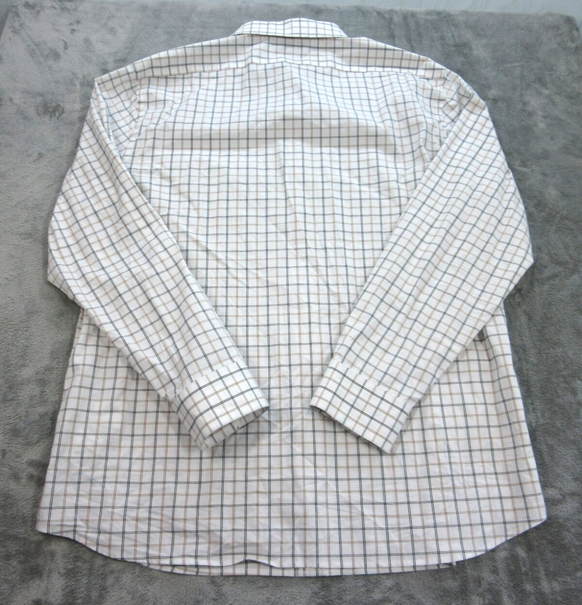 Banana Republic Shirt Mens XL Slim Fit Wrinkle Resistant Plaid Beige White