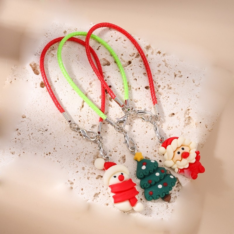 3X Cute Christmas Tree Santa Key Ring Cellphone Accessory Resin Gift for Friend
