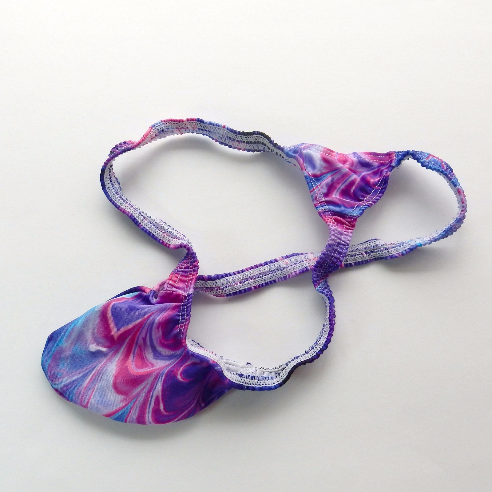 K403 P String Thong Grape Smugglers Contoured Pouch FLAME prints Swim Fabric