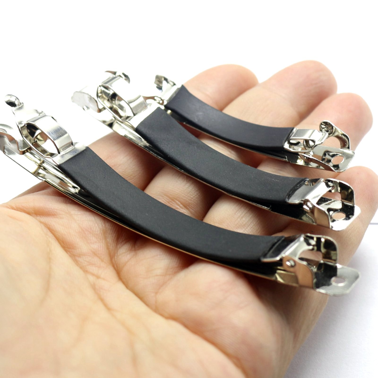5 Pcs Silver Metal Blank French Hair Clip Barrette Rubber Cover 2.4″ 3.2″ 4″