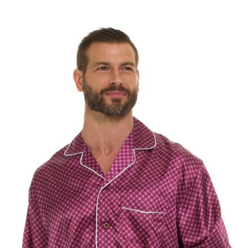 Mens Silk Satin Pajamas -PJ Set +CHECKER Pattern ”5 DAY DELIVERY – USA Seller”