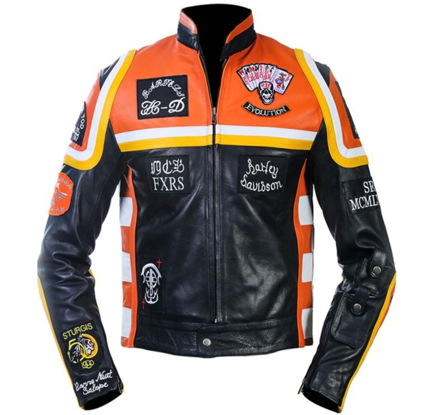 H-D Mickey Rourke FXRS Evolution Motorcycle Racing Leather Jacket