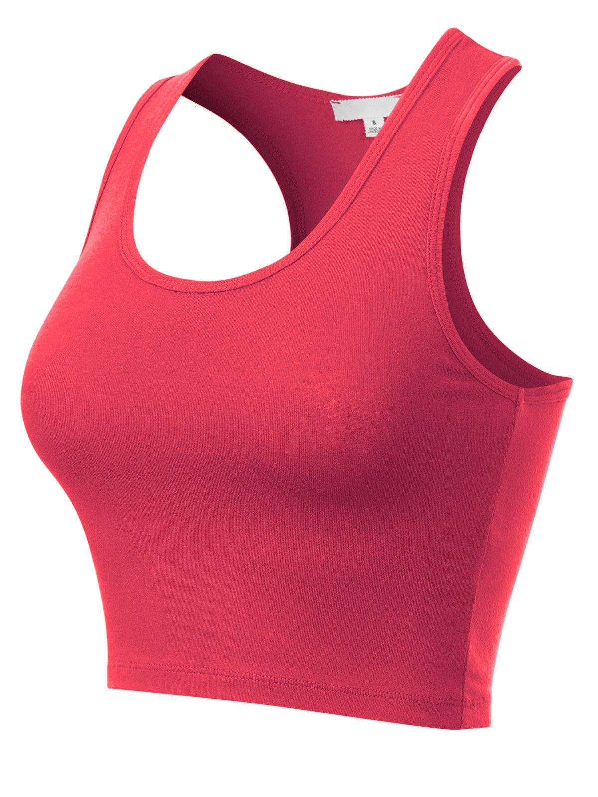 MixMatchy Cotton Basic Sleeveless Racerback Sports Crop Tank Top