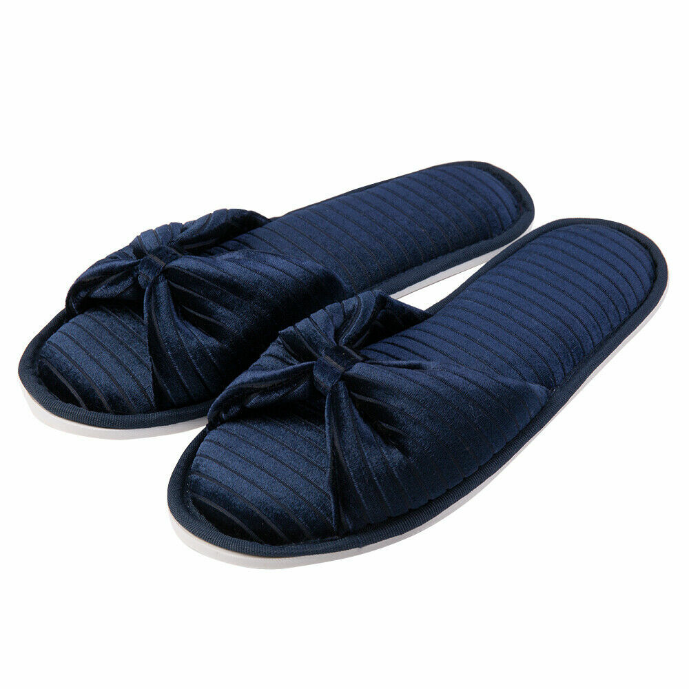 Slip-on Open Toe Velet Slippers Memory Foam Sole Women Fashion Spa House Shoes