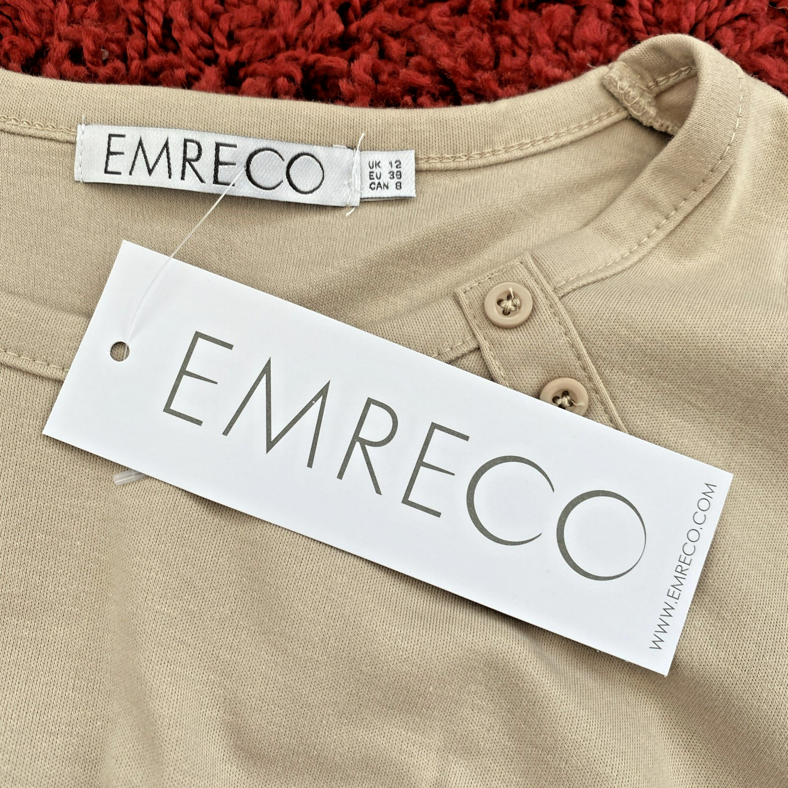 Emreco Ladies Size 12 Cappuccino Colour 3Qtr Sleeve Top, Machine washable BNWT