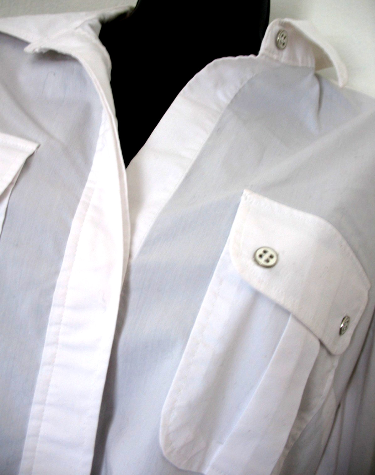 New York & Co. Blouse Western, White, Cotton, Polyester,Spandex, Medium.