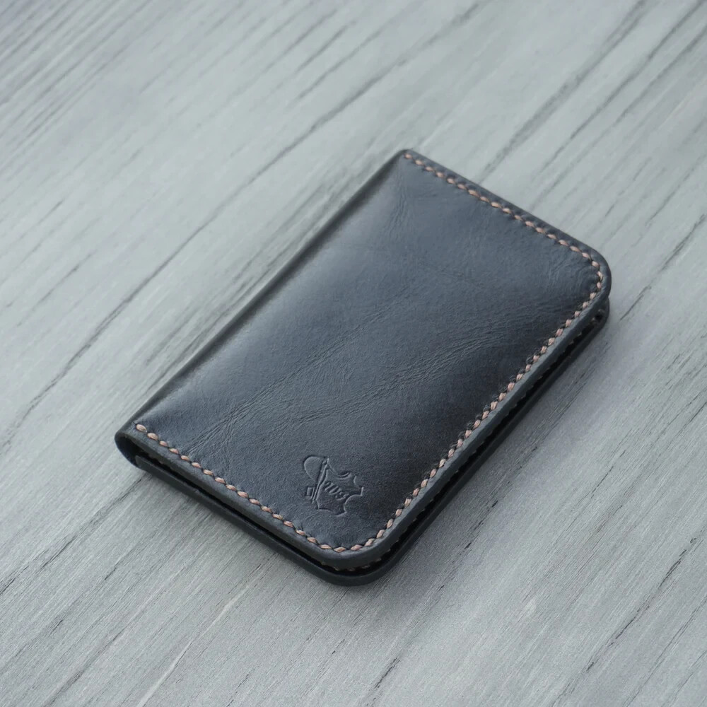 Vertical bifold Pure Leather Handmade wallet (Prince Black)