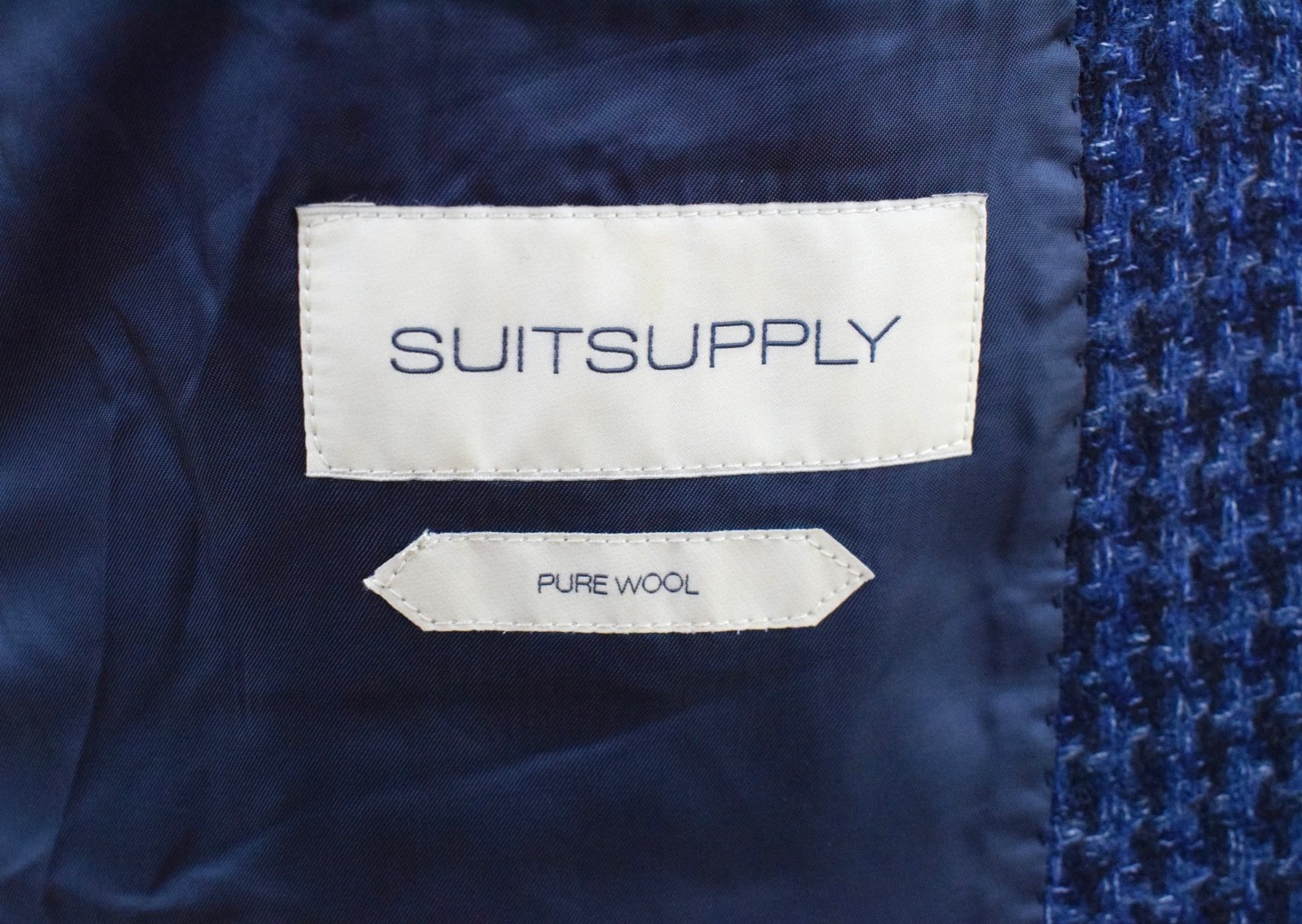 SUITSUPPLY Petrol Blue Textured Weave Suit £627 Size 38S/48S W32 L28 Slim Soho