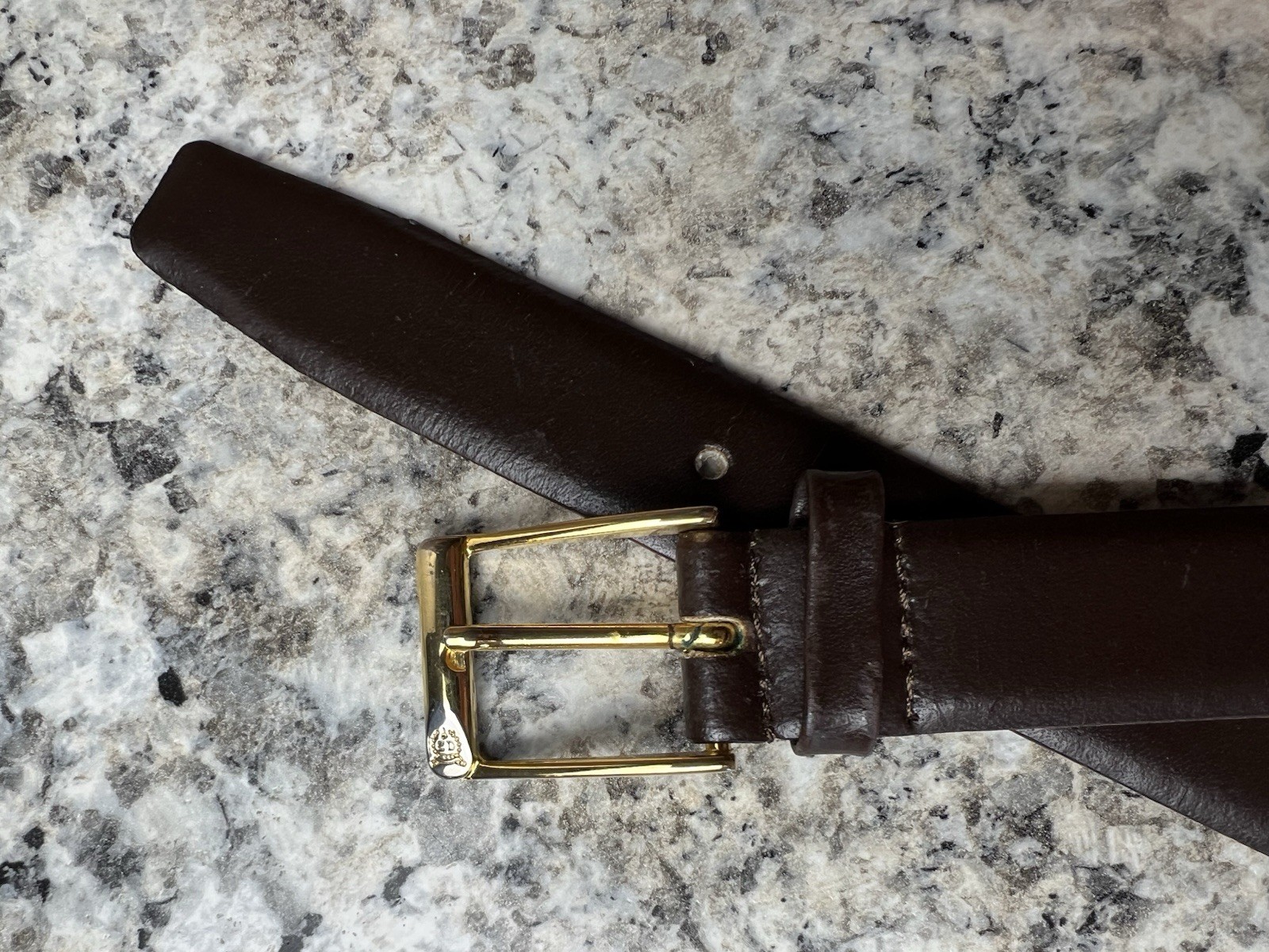 Vtg CHRISTIAN DIOR Brown Leather Belt Brass Logo Made In Spain Men’s Sz 36 *read