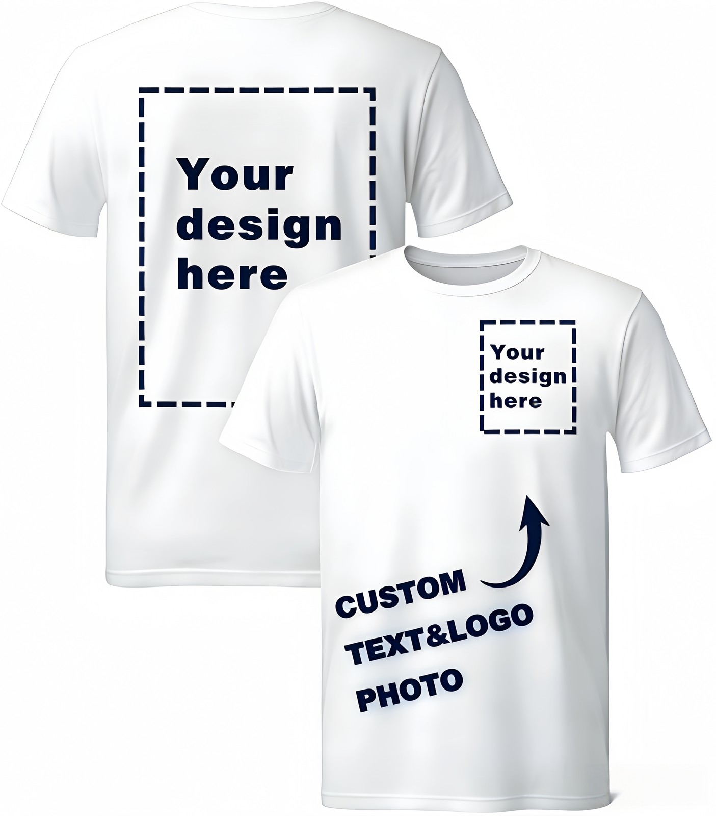 Custom T-Shirts: Print Your Photo/Logo Front & Back, Unisex Personalized Tee