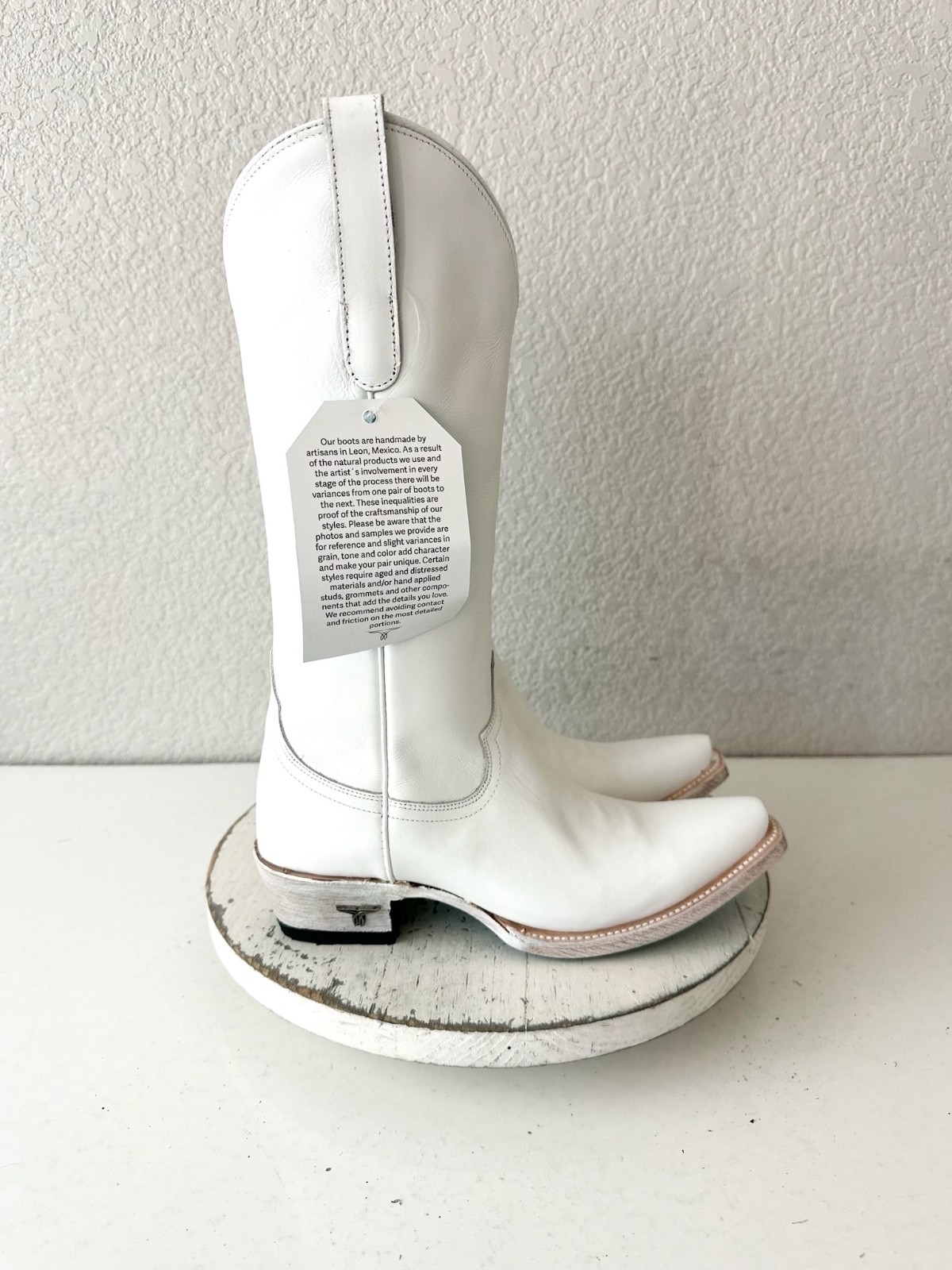 Lane EMMA JANE White Cowboy Boots Western Cowgirl Mid Calf Tall Snip Toe Sz 6.5