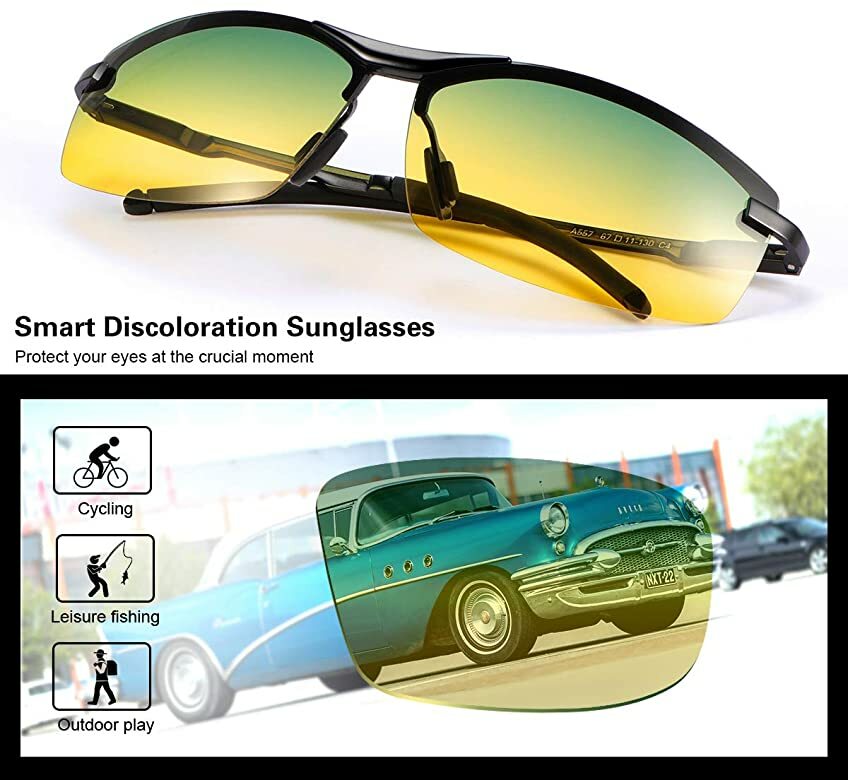HD Polarized Day & Night Vision glasses Unisex Driving Sports Aviator sunglasses
