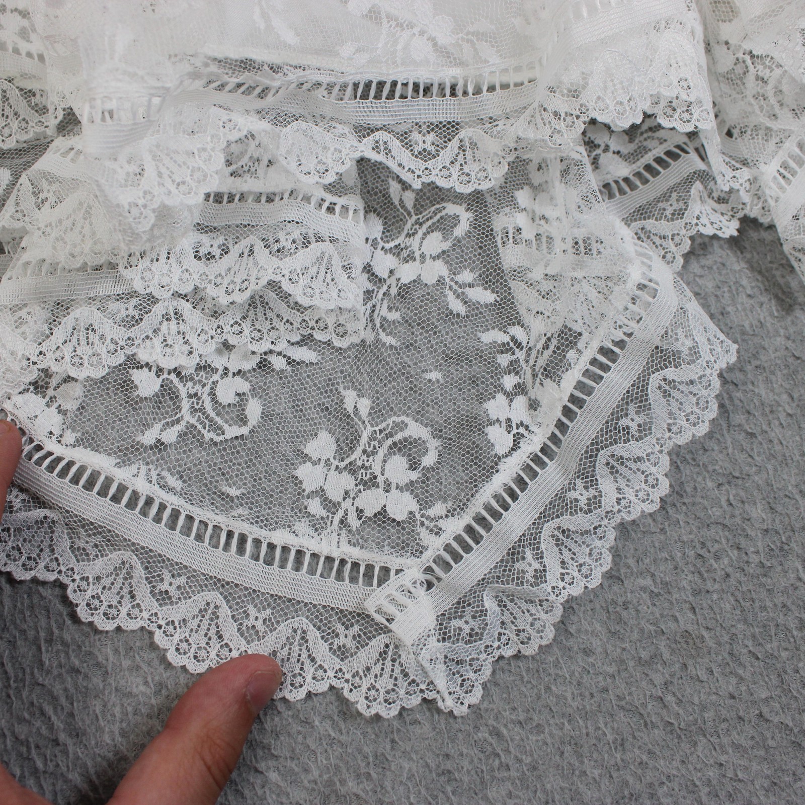 Jessica McClintock Dress Pre-Teen 8 White Lace Fit Flare Puff Sleeve Victorian