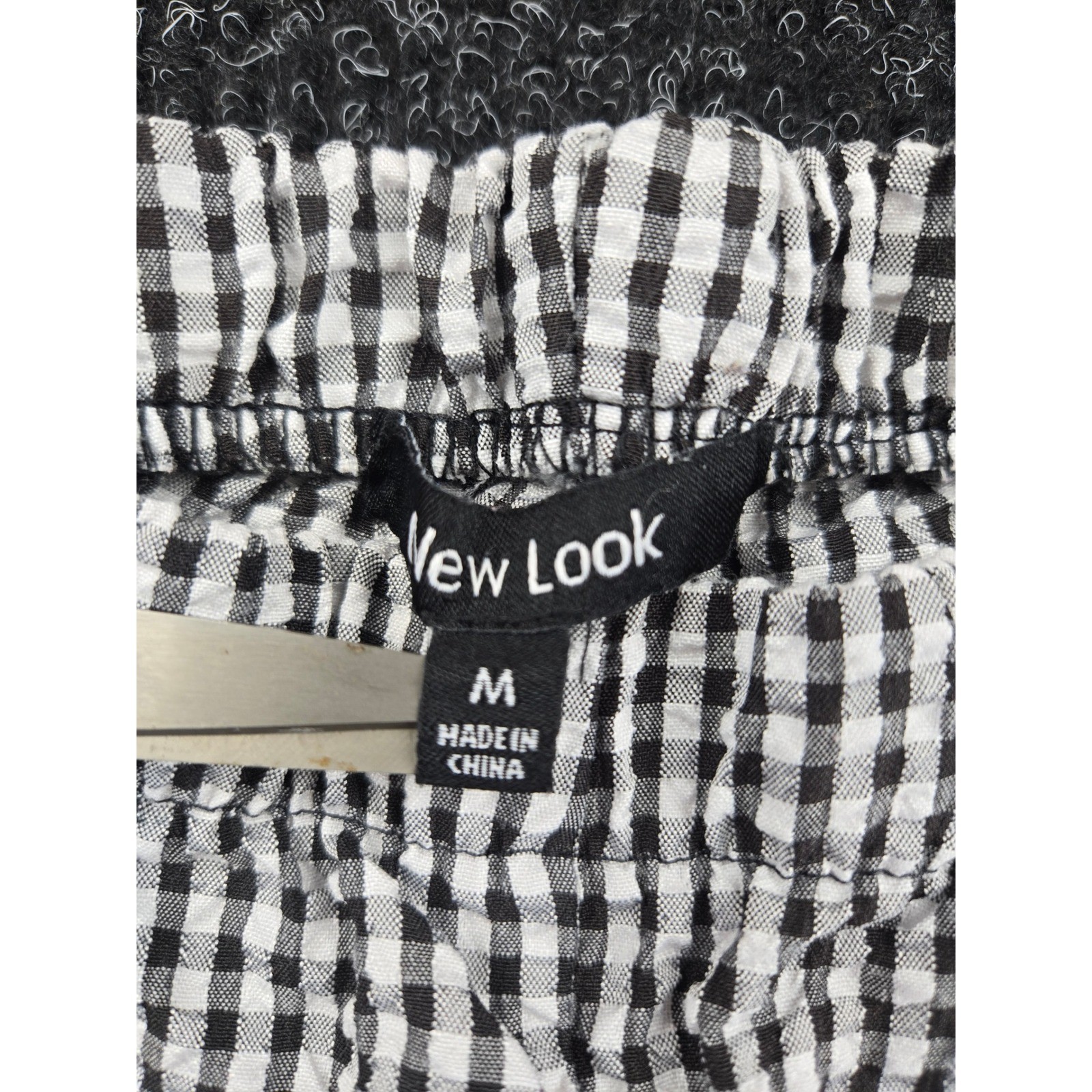 New Look Womens Gingham Checkered Straight Leg Pants Black White Medium RN57686