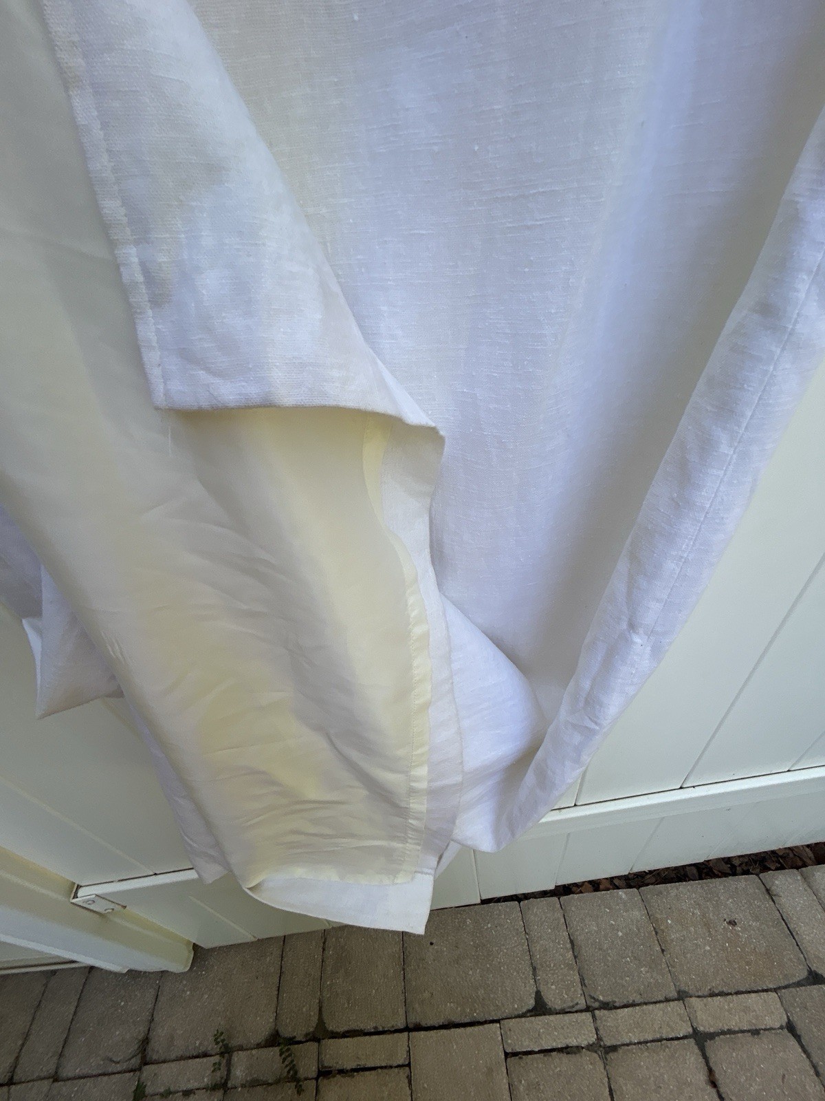 White Linen Blend Sheath Dress Petite 12 Sleeveless Lined Coastal Grandmother