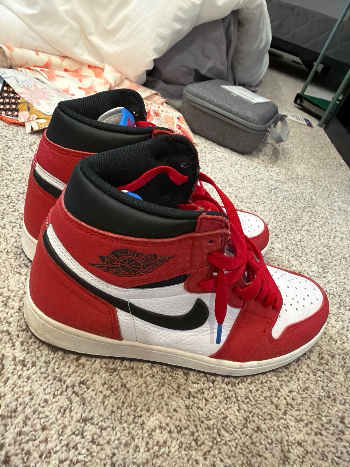 Nike Air Jordan 1 High Top Leather Colorblock Red/White/Black/Blue Sneakers