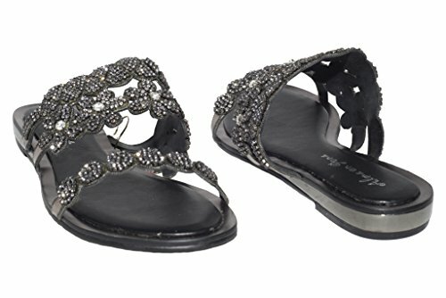 Alma En Pena 637 Italian women black slide with swarovsky elements