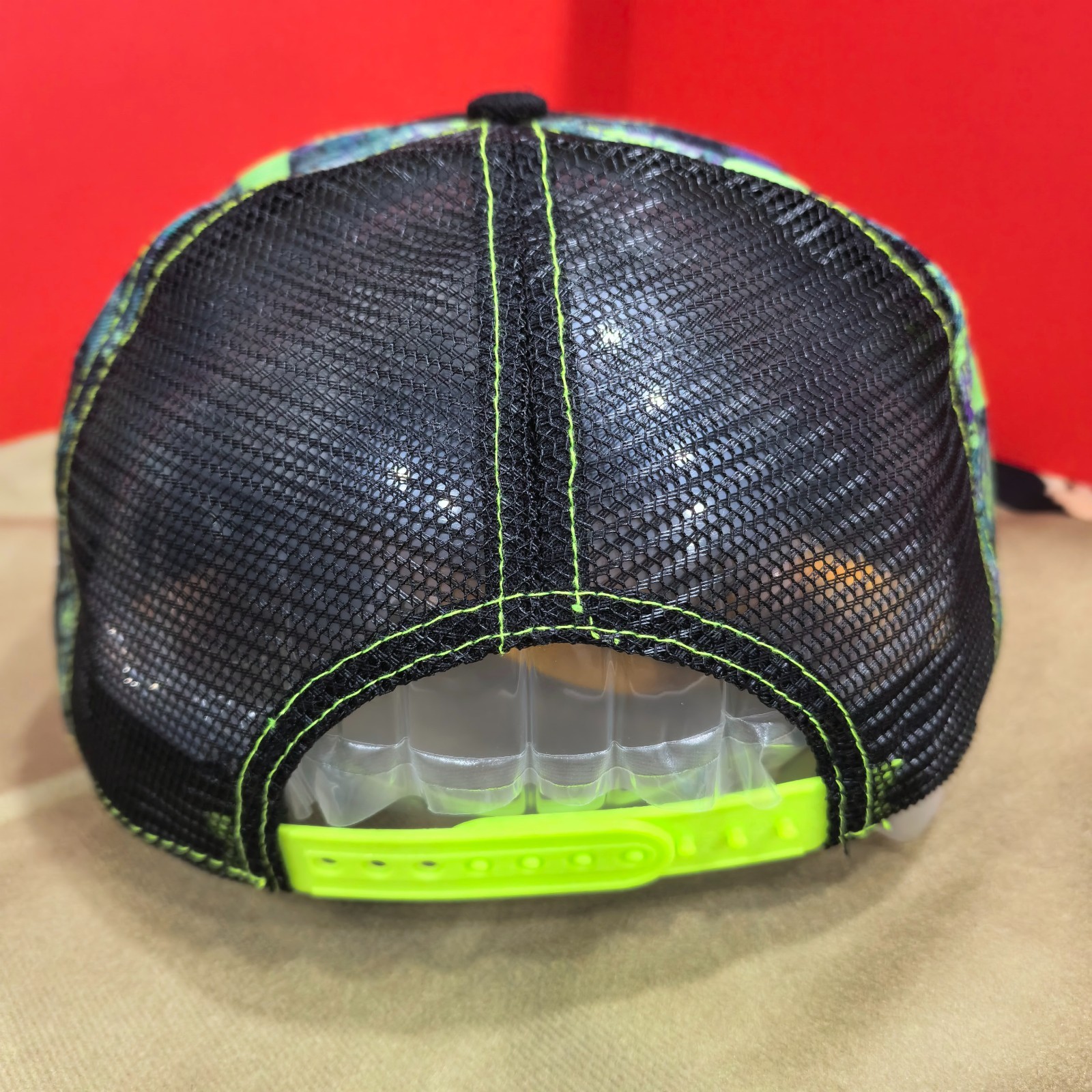 Monster Energy & Yamaha Green Tie-Dye Flat-Brim Cap with Mesh Back