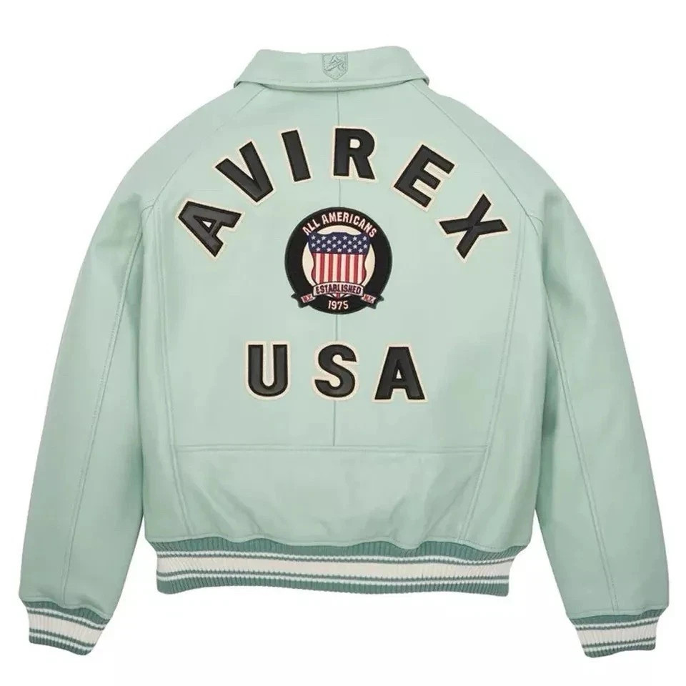 Men’s Avirex Bomber American Style Flight Genuine Leather Jacket