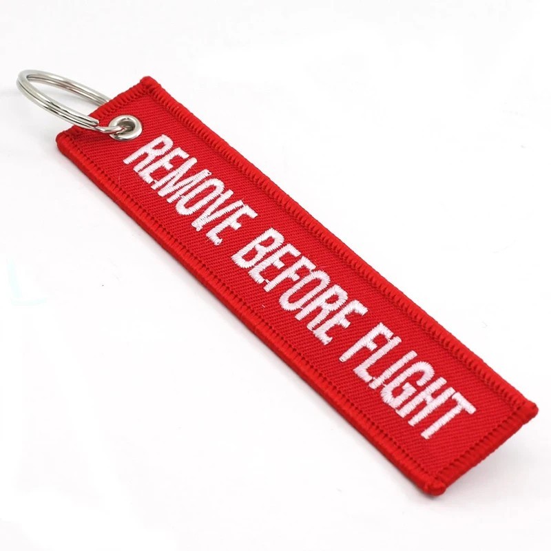 5pcs Remove Before Flight Keychain Embroidered Jet Tag