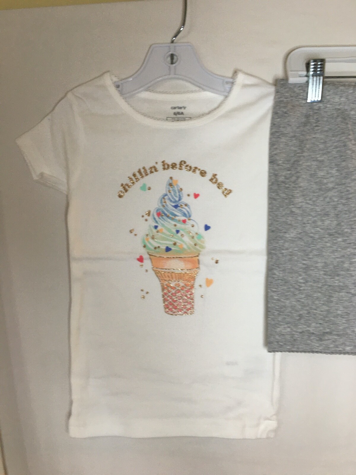 New Carter’s Girls Ice Cream Pajama Set Snug fit Short Sleeve Shorts many size