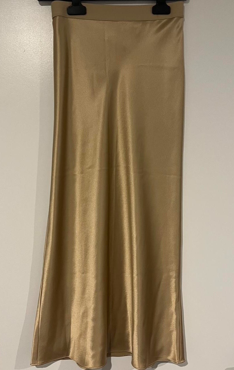 Acetate Satin Champagne gold midi-maxi slip skirt capsule day to night UK 6 8