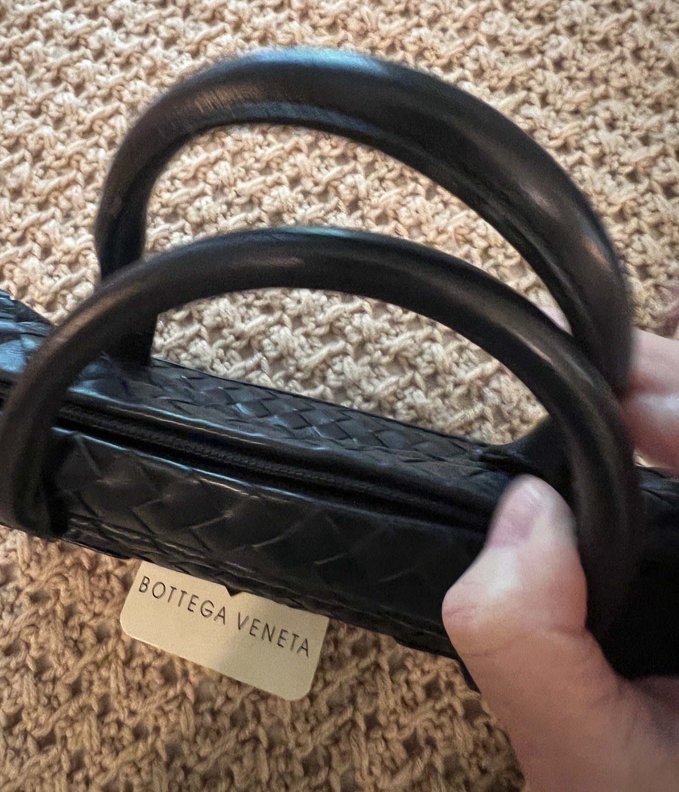 Bottega Veneta Handbag In Navy. Mint condition, as photos show. Approx 10”x6”.