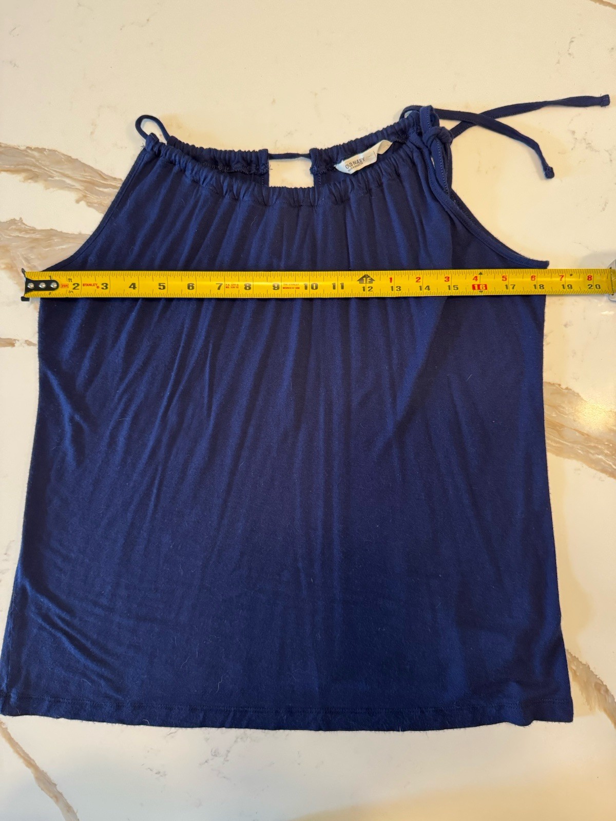 Old Navy Navy Blue Sleeveless Rayon Tie Neck Blouse Top Women’s Medium M