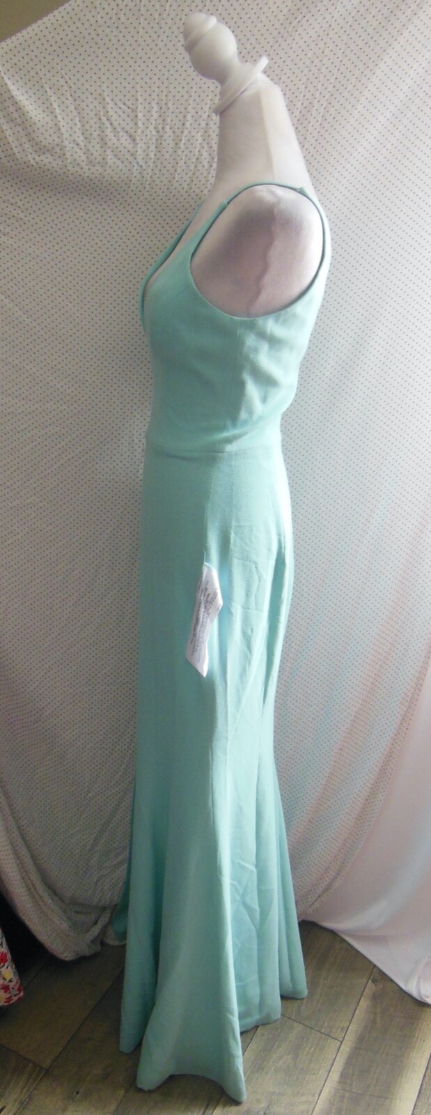 NEW DRESS THE POPULATION Tranquil Blue PLUNGE NECK Iris SLIT Crepe GOWN S