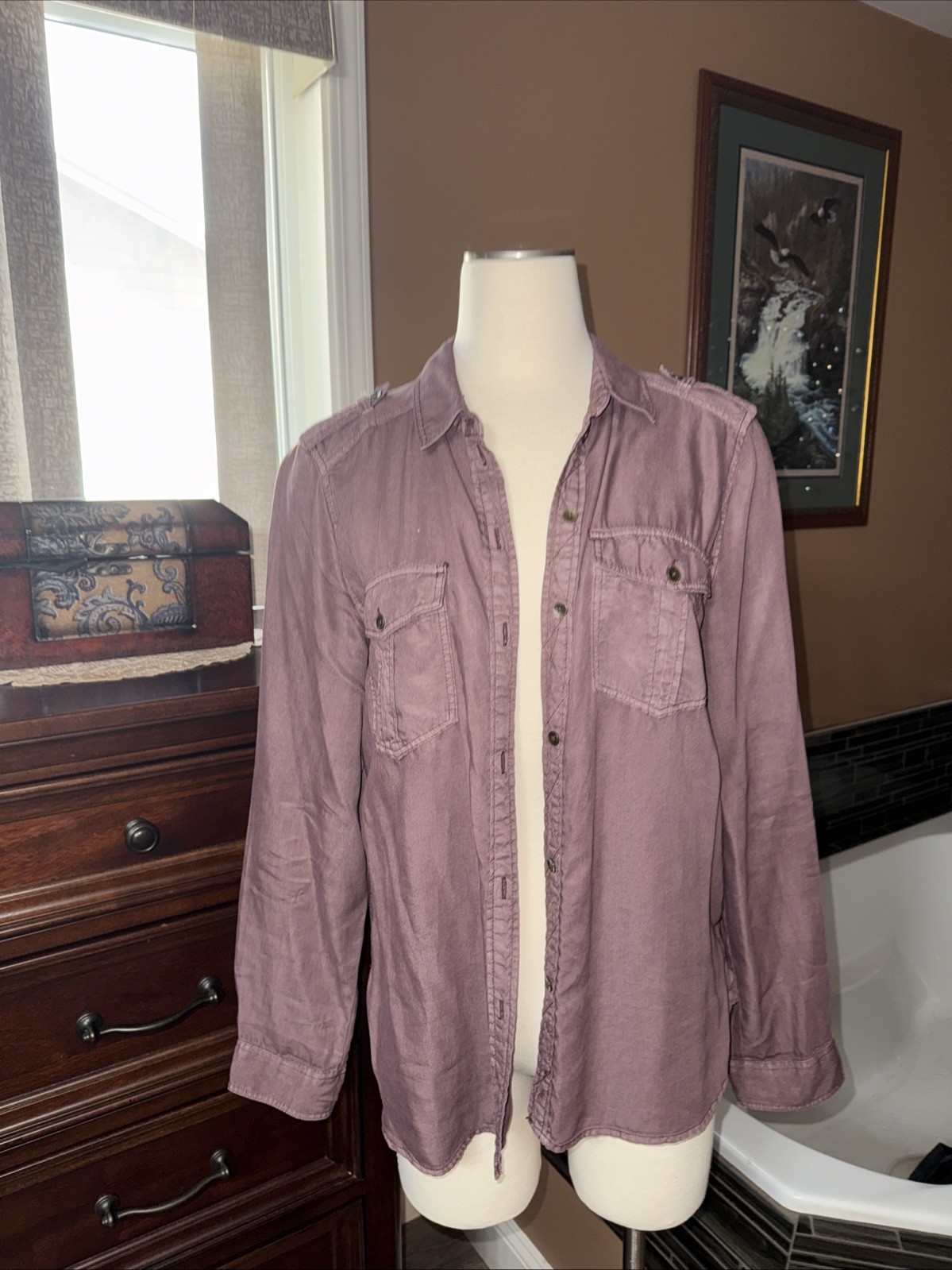 american eagle Women Blouse Size M Color Brown Eggplant