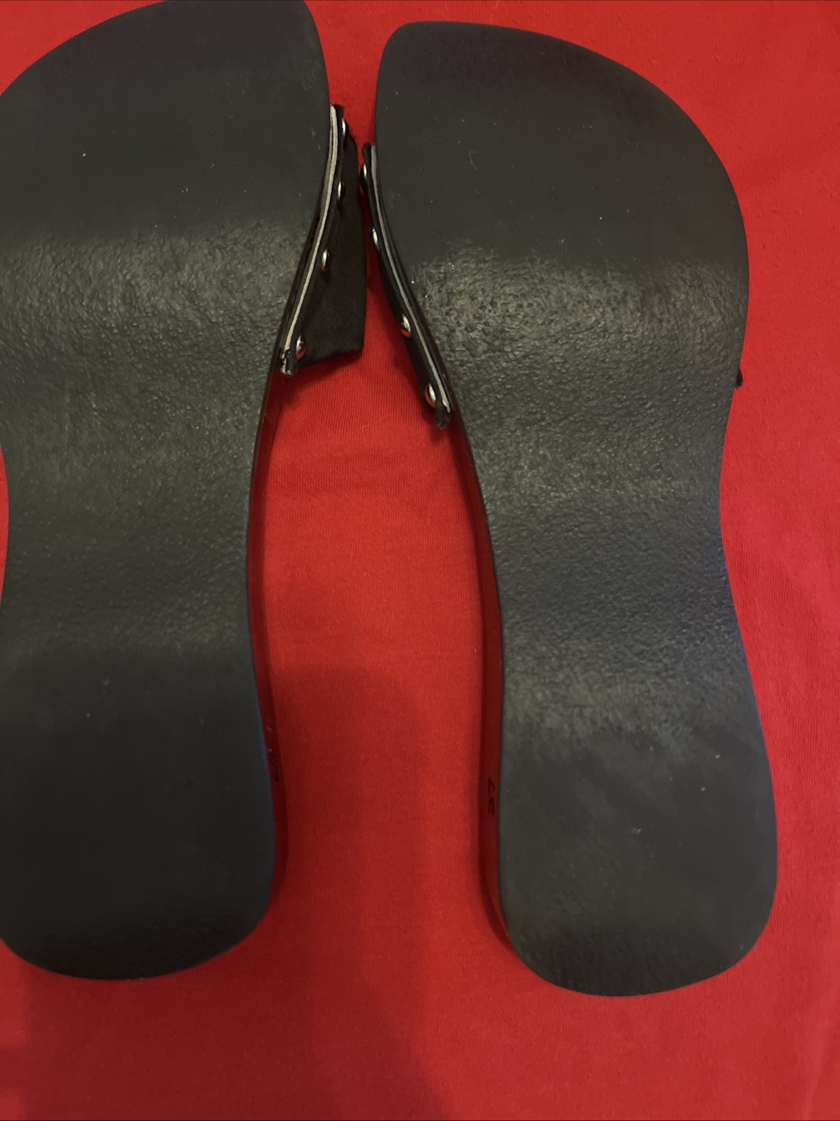 CHANEL Sandals Black Satin Patent Leather Mule Slides Made in Spain Size 37