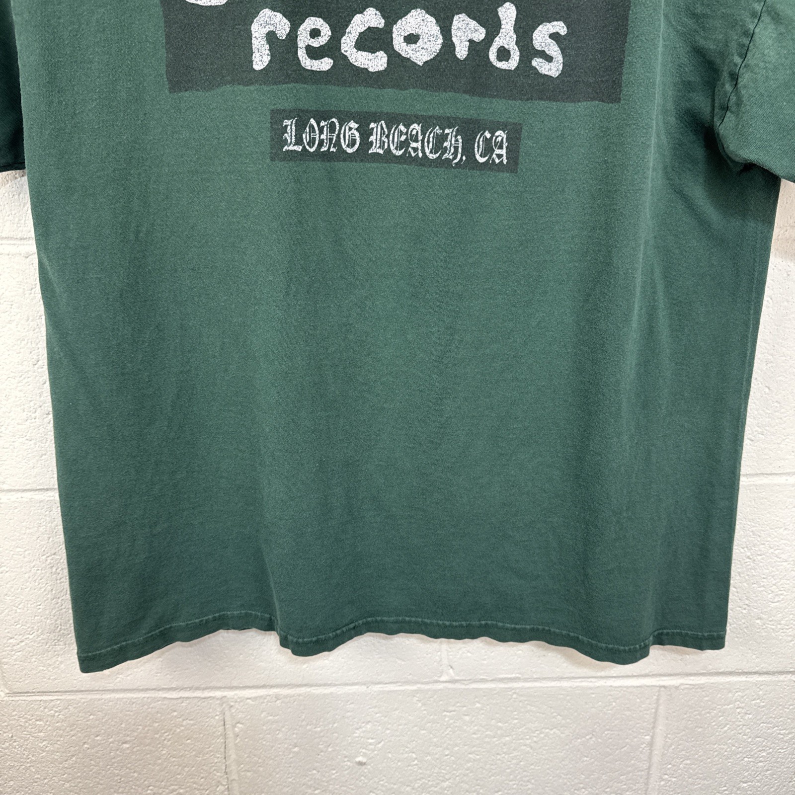 VINTAGE SUBLIME SKUNK RECORDS LBC Joint Logo 90’s T Shirt XL Green Repaired RARE