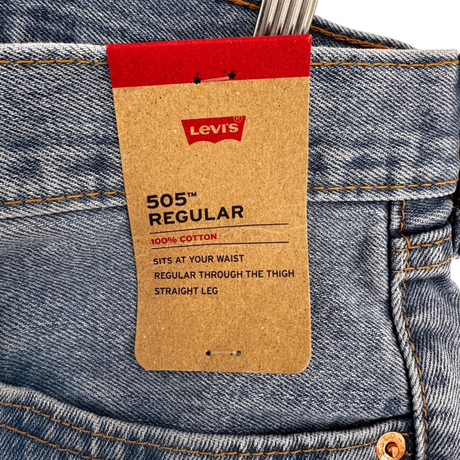 Levis 505 Jeans Mens 33×32 Medium Blue Regular Straight Leg Denim NWT