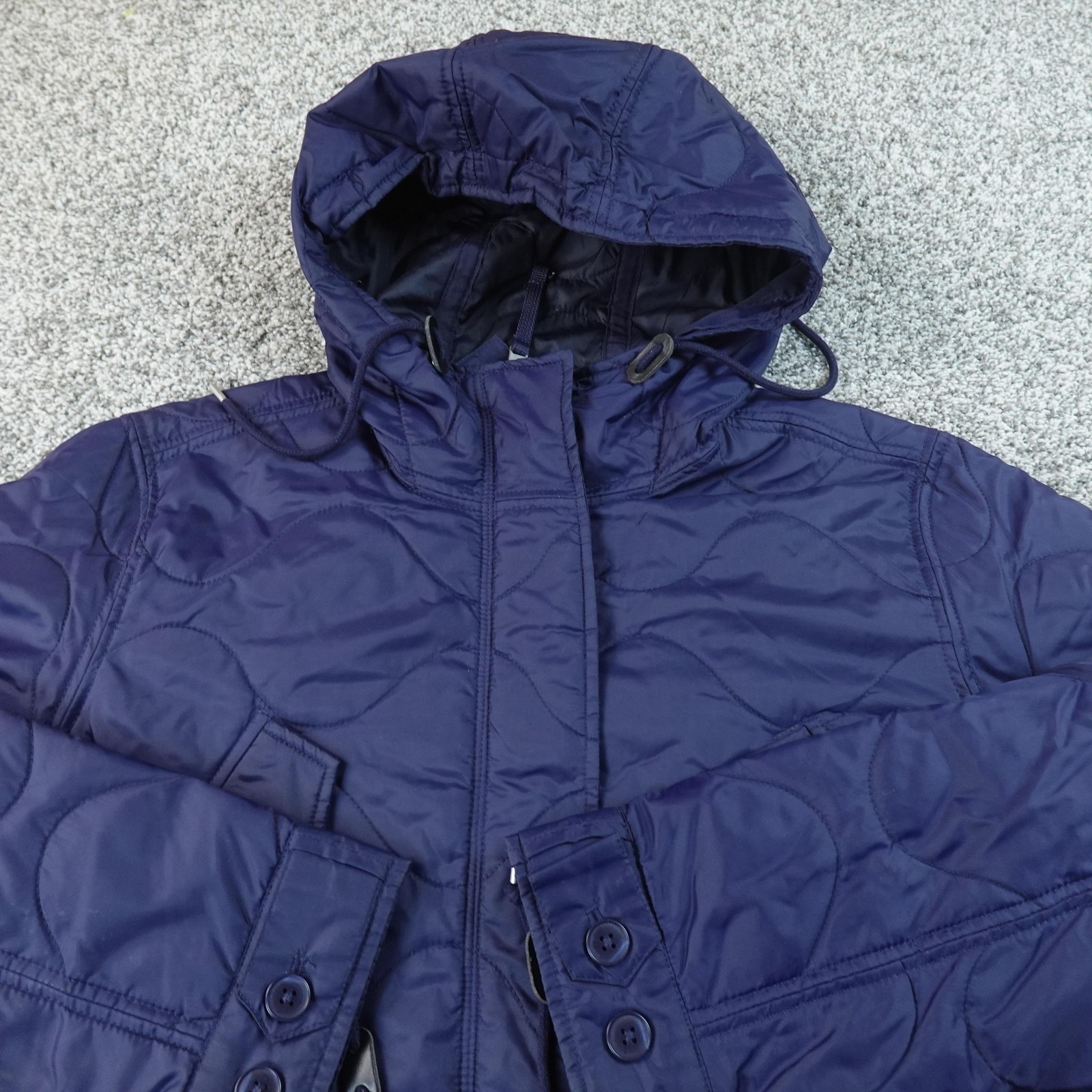 Gap Jacket Womens M Blue Quilted Insulated Woobie Military Fishtail Parka Coat
