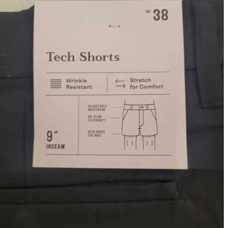 Men’s 9″ Inseam Tech Shorts, Size 38, Ebony – Goodfellow & Co