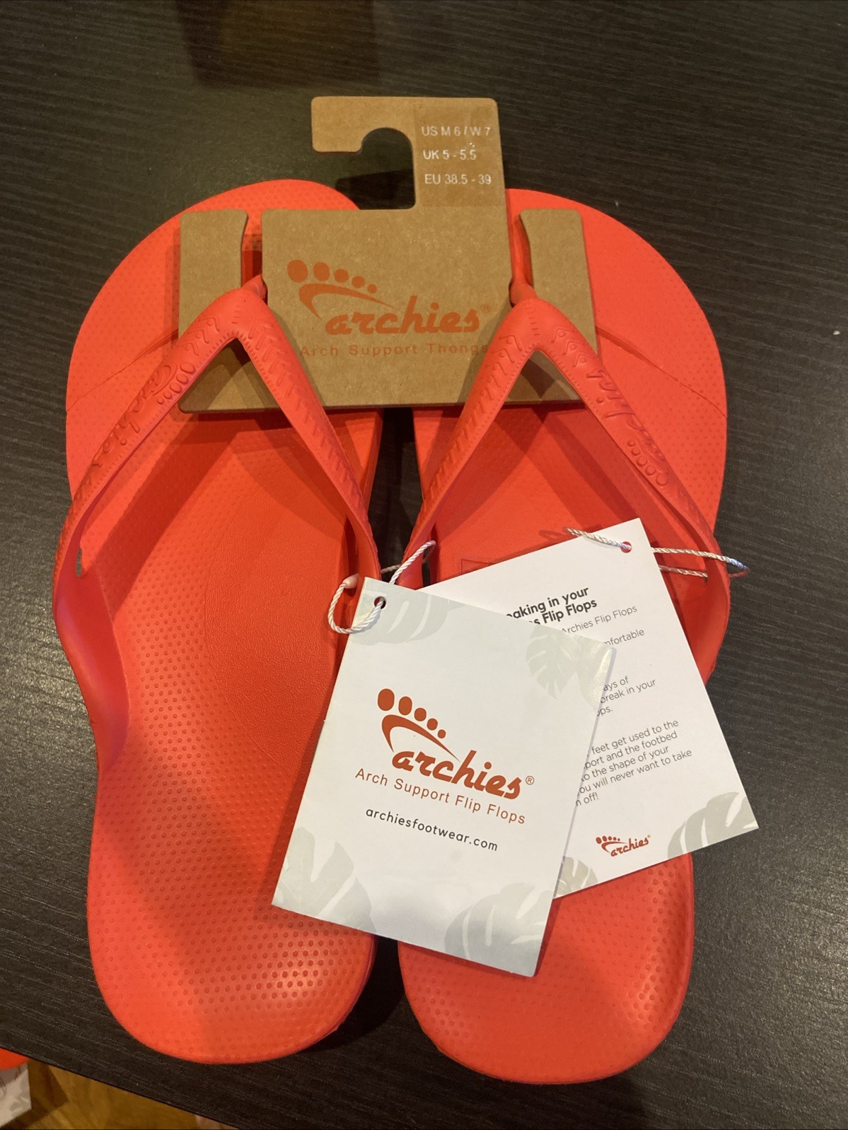 Size 7 Women Archies Arch Support Flip Flop ARCHFLIP CORAL Vivid Coral SYNTHETIC