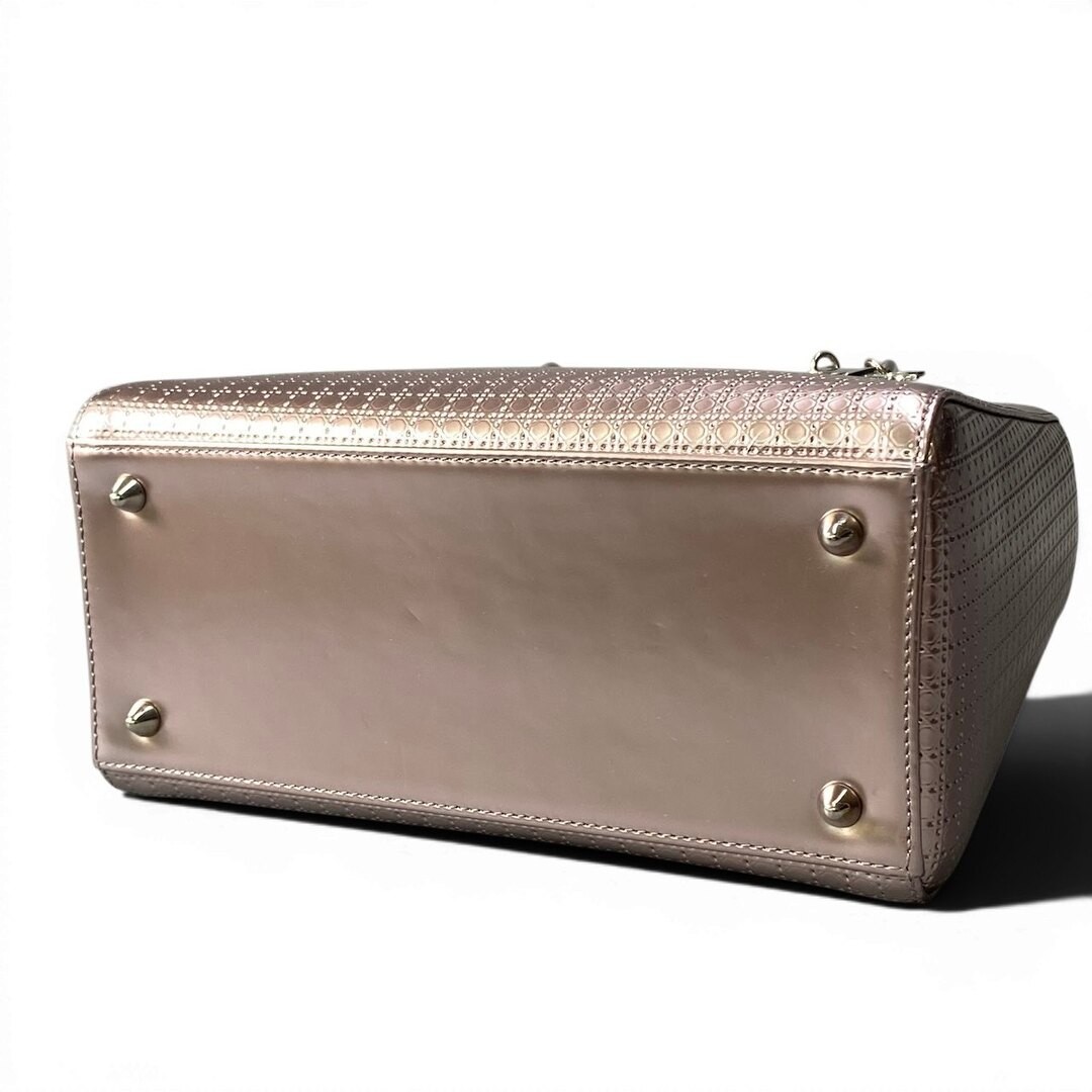 E18 Christian Dior Lady Handbag Metallic Pink Women Bag TA1 Used AYAN-0