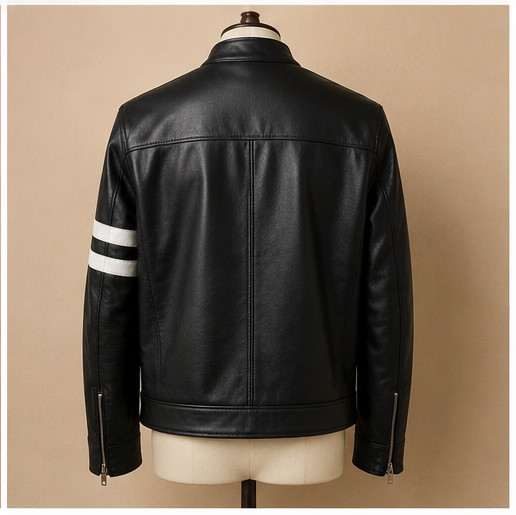 Ben 10 Inspired Mens Black Leather Biker Jacket Handmade Premium Bomber Jacket