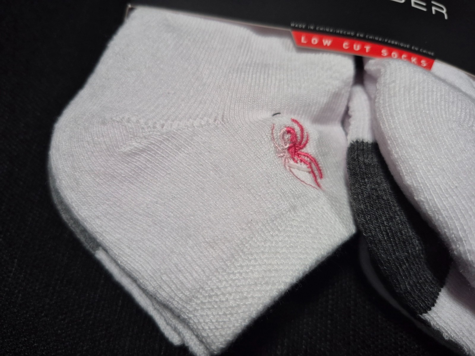 Spyder Low Cut Socks Women SZ 4-10 White 5 Pairs Sports Logo Half Cushioned