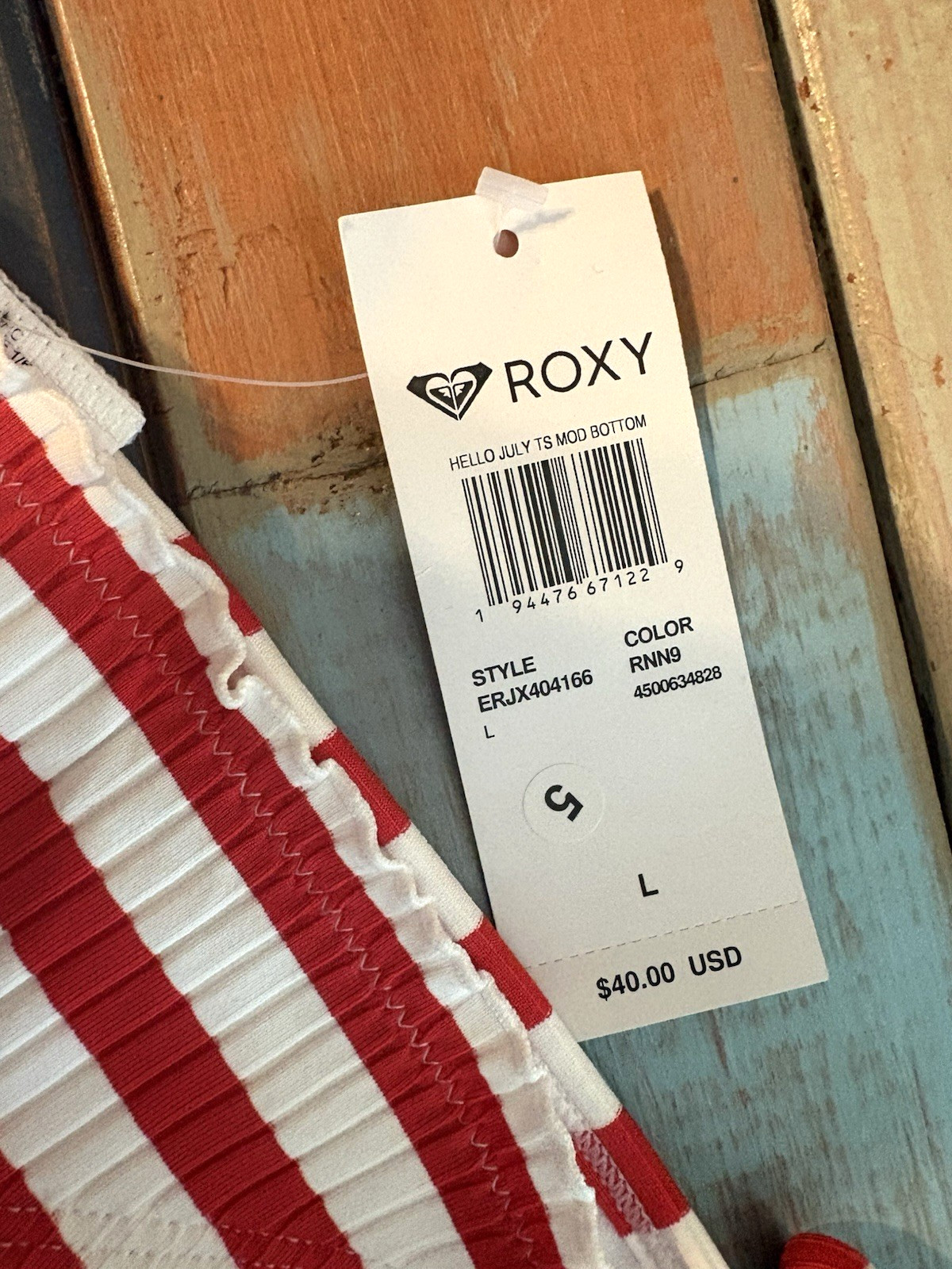 Roxy Hello July Tie Side Moderate Bikini Bottom Size L