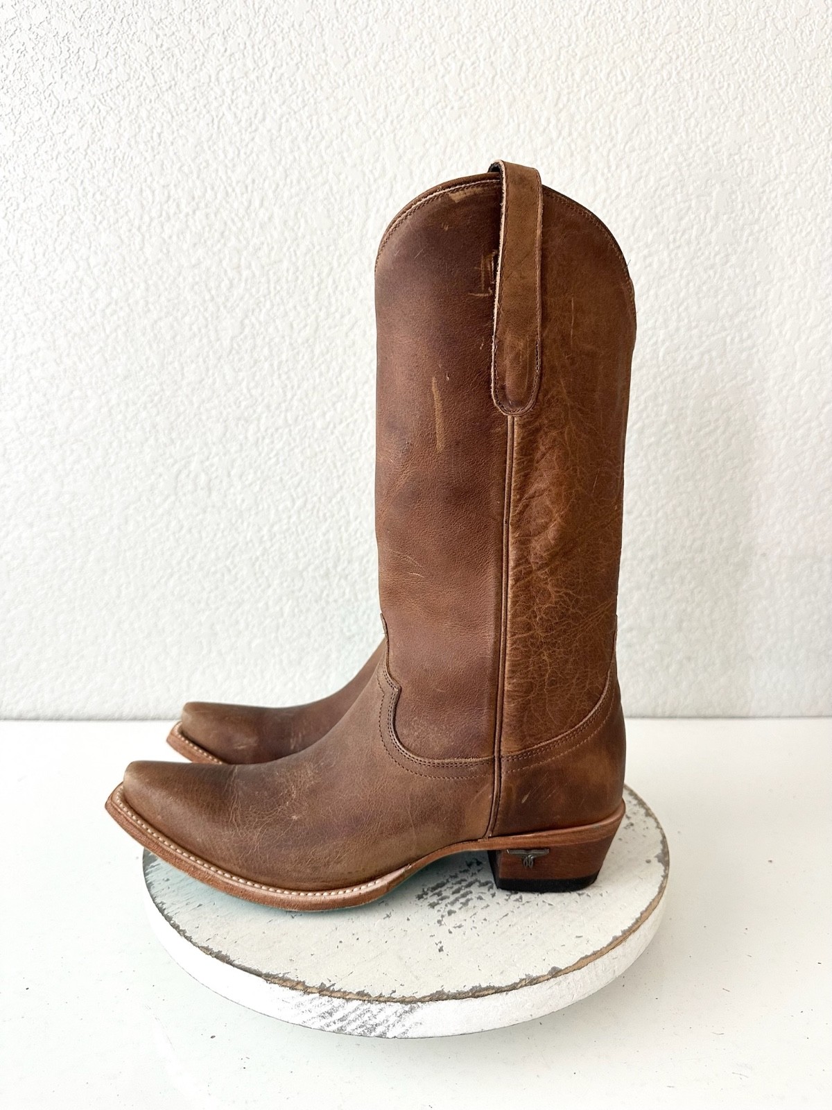 Lane EMMA JANE Brown Cowboy Boots Western Cowgirl Mid Calf Tall Snip Toe 8.5