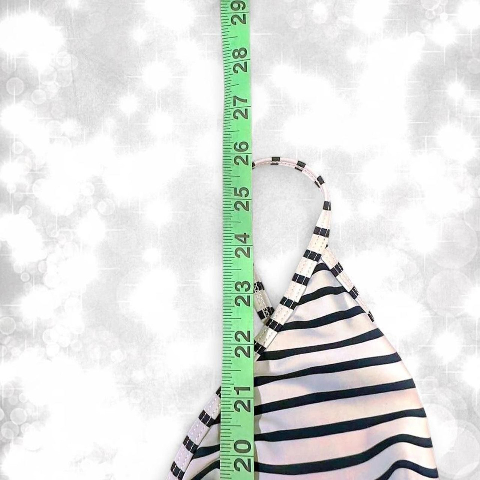 Gothic Style One Piece Black and White Striped Halter Top Swimsuit