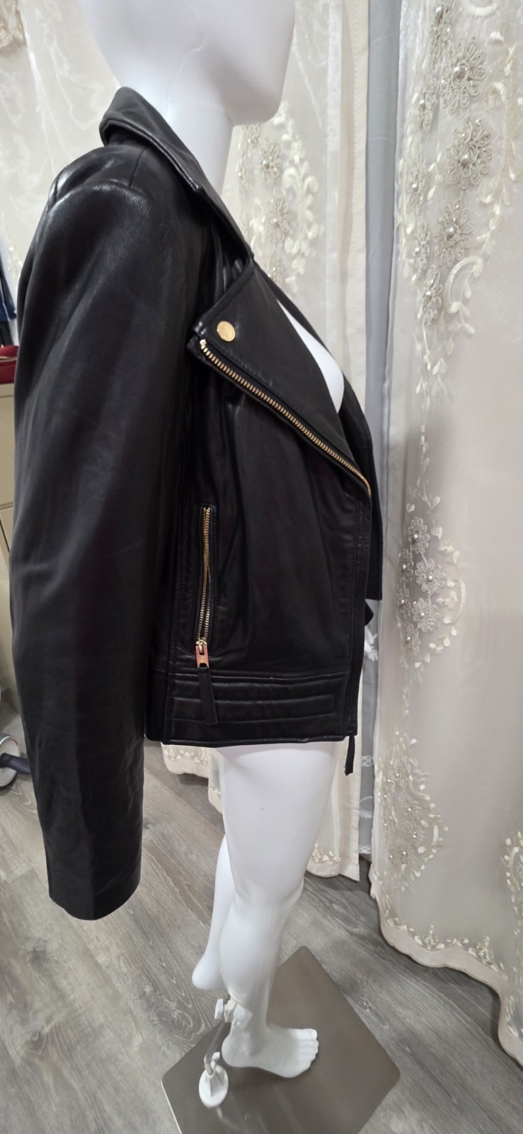 Michael Michael Kors Women’s Black Biker Moto Jacket Full Zip Lined Size M