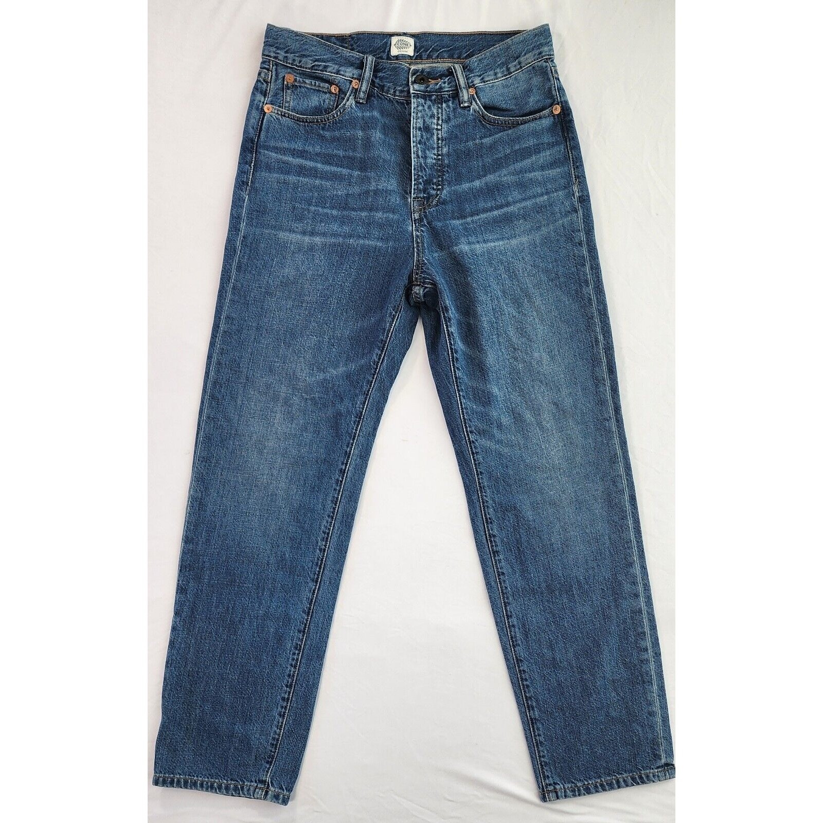 Cone Denim Jeans Womens 28×26 Blue High Rise Straight Leg Y2K Button Fly Casual