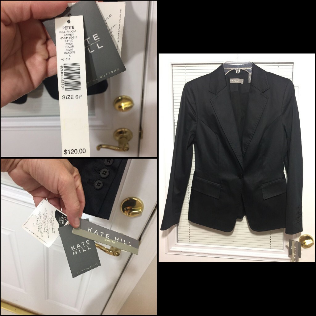 Kate Hill Women’s Single Button Black Blazer Natural Blend Sz 6 Petite MSRP $120