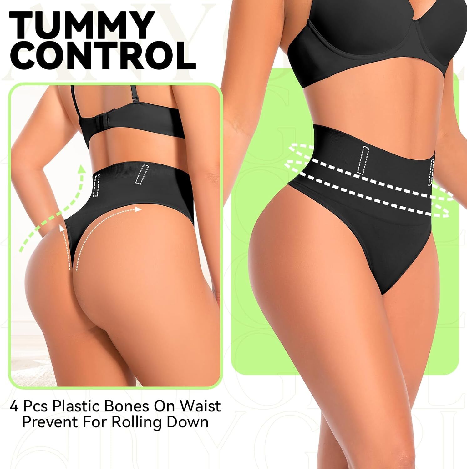 Tanga Con Control De Abdomen Para Mujer Bragas De Faja Sin Costuras Moldeadora
